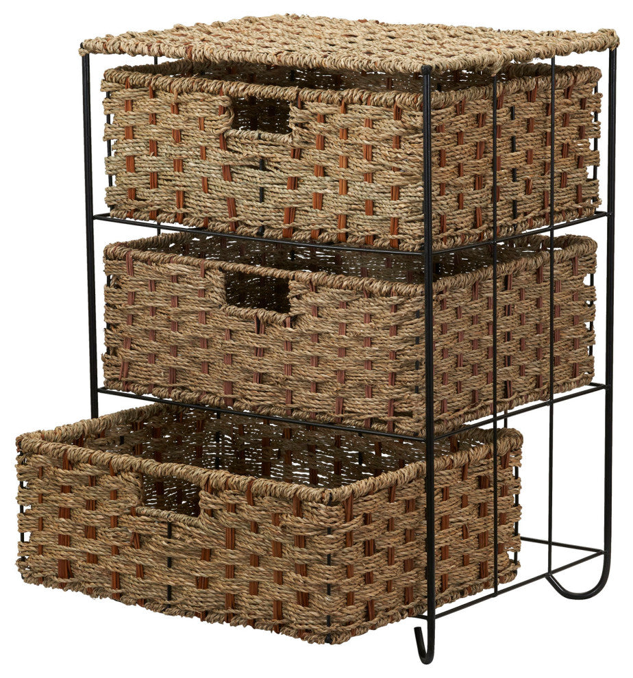 3 Drawer Wicker Storage Unit