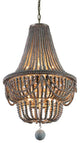 Katia Boho Wood Beaded Chandelier Empire Ceiling Light in Gray & Blue