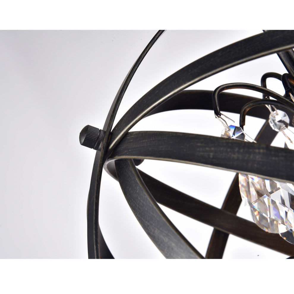 Adonia Antique Black 4-Light Globe Crystal Chandelier