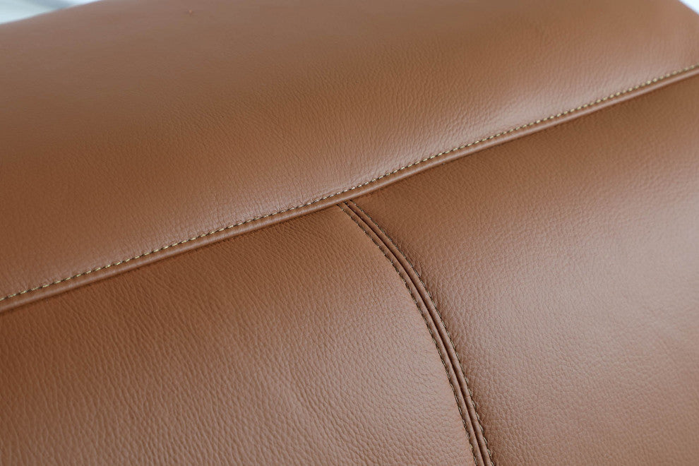 Federico 5-Piece L-Shaped Top Grain Italian Leather Sectional, Camel