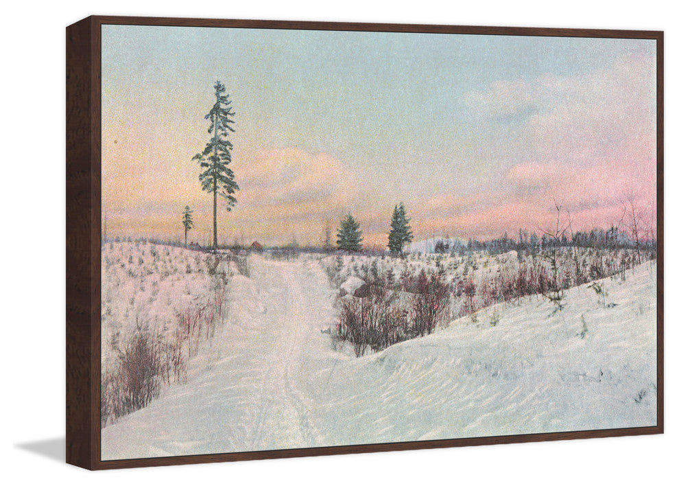 "Snow Scene" Floater Framed Painting Print on Canvas, 18"x12"