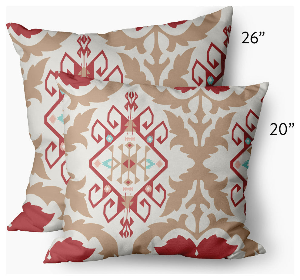 Bombay Medallion Decorative Throw Pillow, Ligonberry Red, 26"x26"