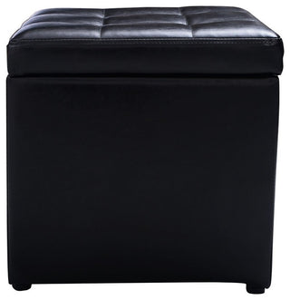 Modern 16" Ottoman Pouffe Storage Box Lounge Seat Footstools, Black