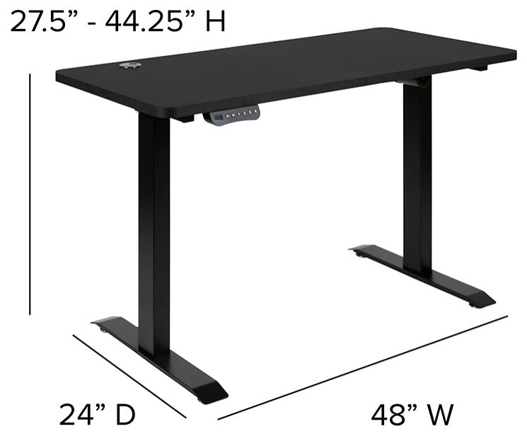 Black Electric Height Adjustable Stand Up Desk with Office Chair