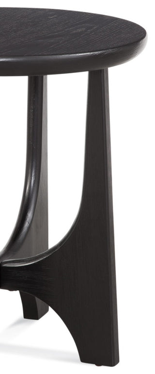 Black Matte Stain Round End Table Organic Architectural