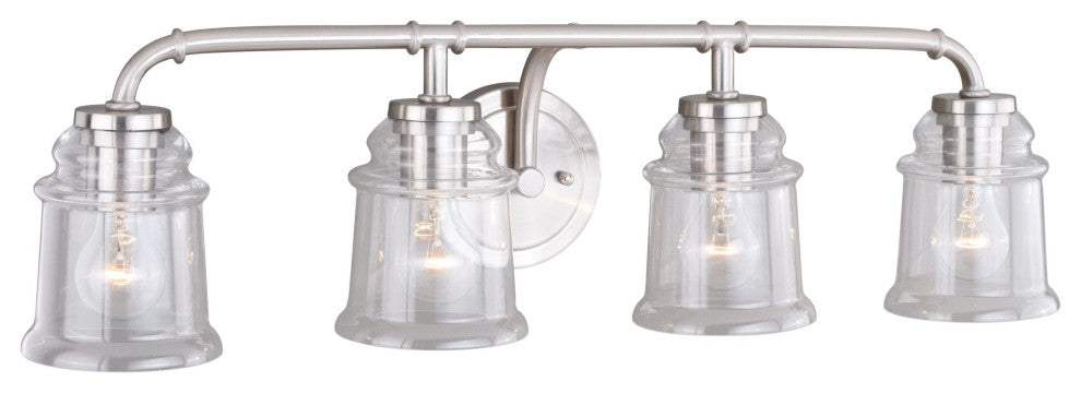 Vaxcel Toledo 4-Light Vanity, Satin Nickel