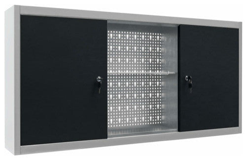 vidaXL Wall Mounted Tool Cabinet Industrial Style Metal Gray and Black Storage