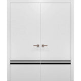 Solid French Double Doors 64 x 80 | Planum 0012 White Silk with