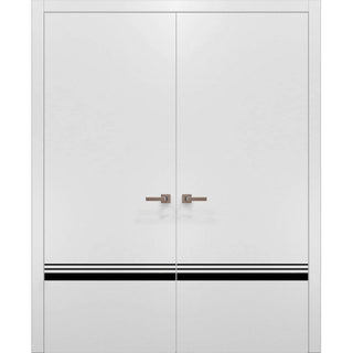 Solid French Double Doors 64 x 80 | Planum 0012 White Silk with