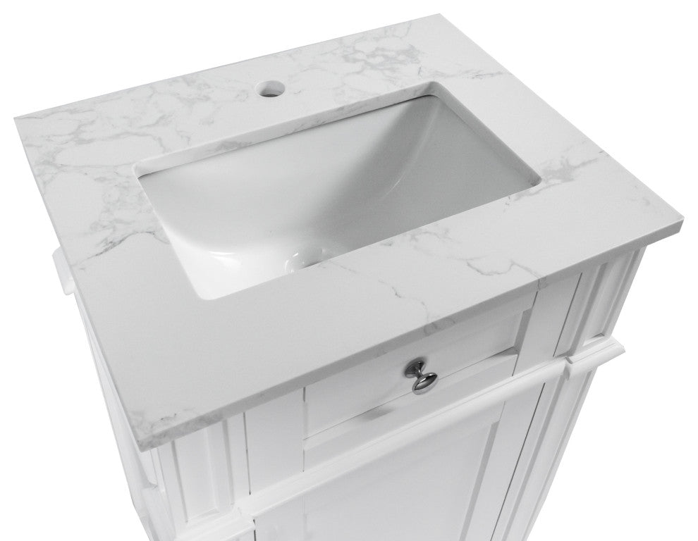 Hailey 20" Bathroom Vanity, Engineered Marble Top, White