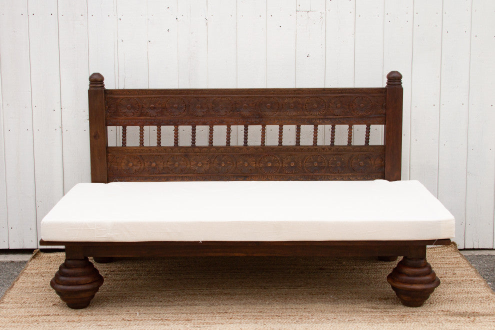 Aged Brown Gulab Carved Sofa