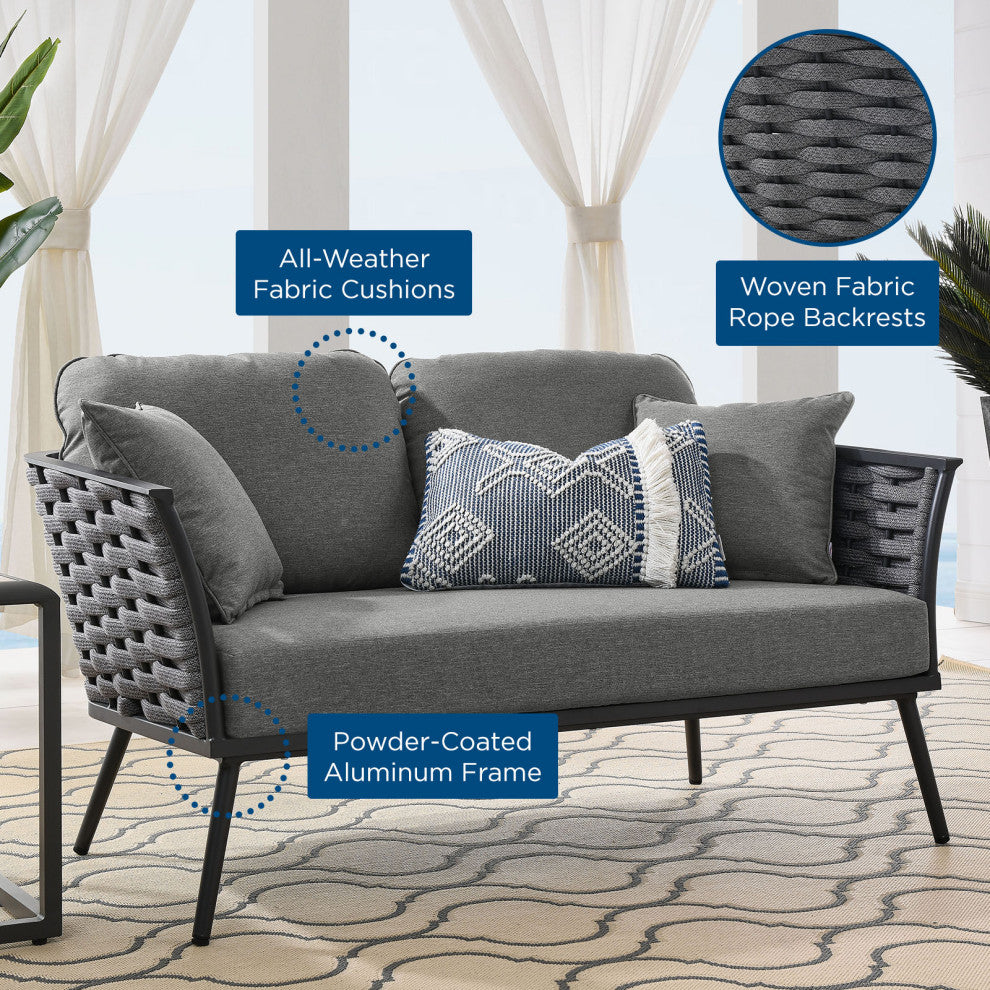 Stance Outdoor Patio Aluminum Loveseat Gray Charcoal