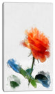 Orange Rose Flower with Splashes, Large Floral Canvas Artwork, 16"x32"