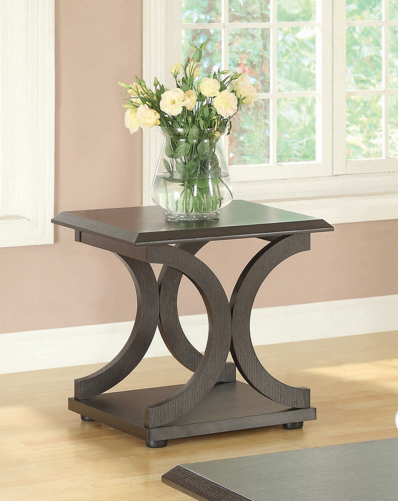 C-Shape Base End Table, Cappuccino