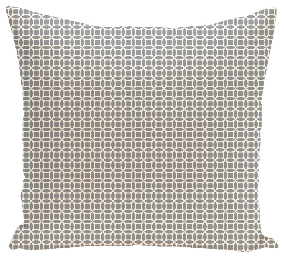 Retro Funk Geometric Print Pillow, Classic Gray, 18"x18"