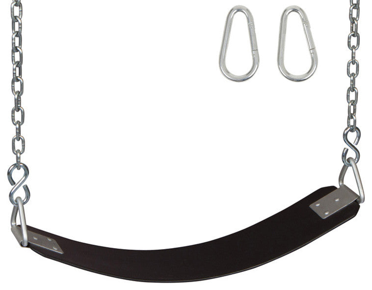 Polymer Belt Swing Seat With Chains and Hooks, Black