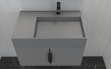 CastelloUSA Amazon 30" Right Wall Mounted Bathroom Vanity Set, Gray, Gray Top, Black Handles