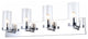 4-Light Chrome Frame Wall Sconce With Clear Glass Cylinder Shades