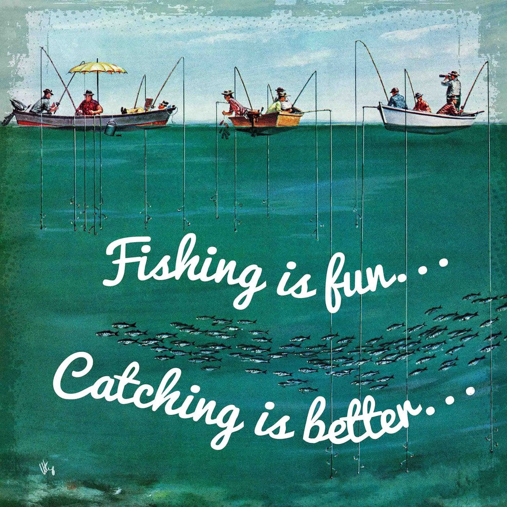 "School of Fish Among Lines Alternative Version" Thornton Utz on Canvas