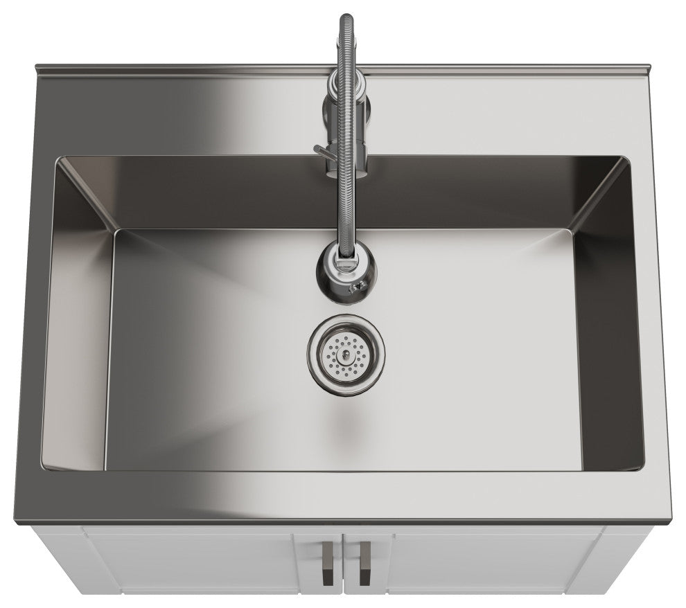 Hennessy Contemporary 24" Deluxe Laundry Cabinet, Faucet, White, 28"