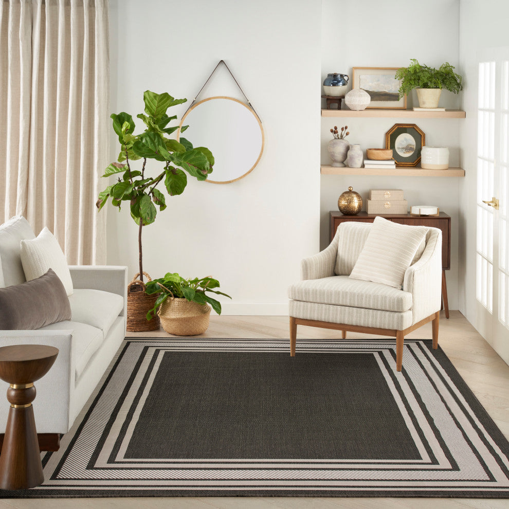 Nourison Horizon Indoor/Outdoor 9' x 12' Black Modern Rug