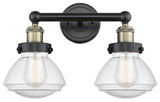 Olean 2-Light 16" Bath Vanity Light, Black Antique Brass Finish, Mercury Shade