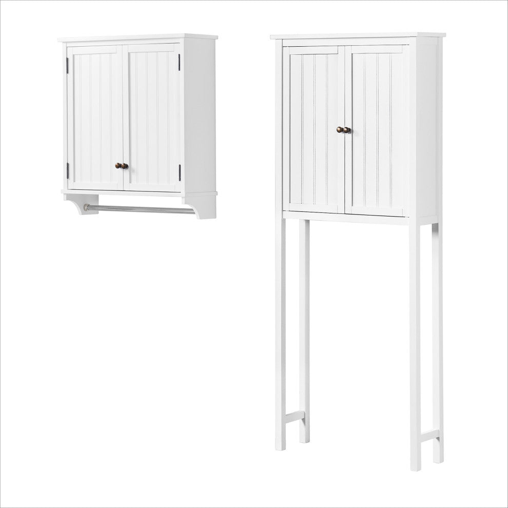 Dover Over Toilet Hutch with 2 Doors, Wall Mounted Cabinet with Towel Rod