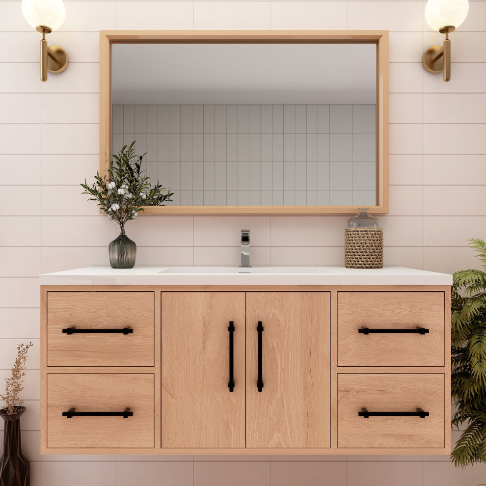 Victoria 48" Solid Wood Bath Vanity, Red Oak