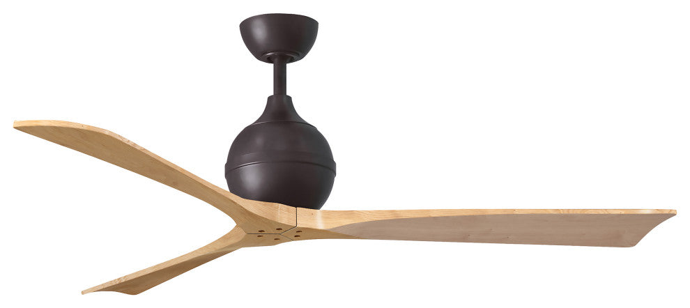 Irene-3 Paddle Fan, Textured Bronze, 60", Light Maple Blades