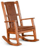 Pemberly Row Farmhouse Mindi Wood Rocking Chair in Rustic Oak