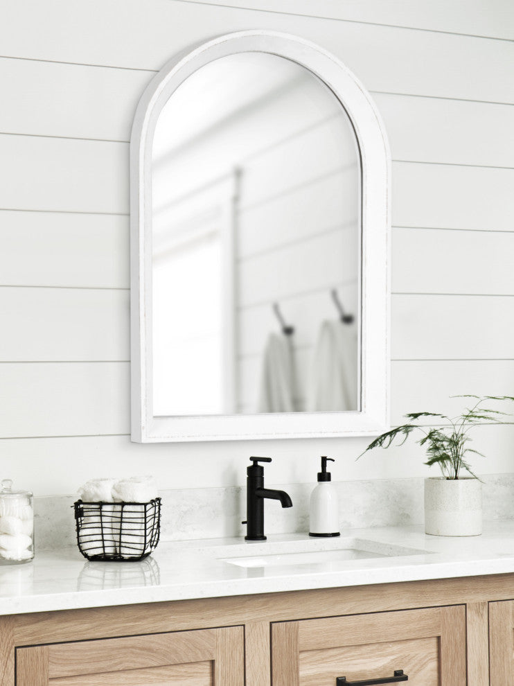 Hartman Wood Framed Arch Wall Mirror, White 20x30