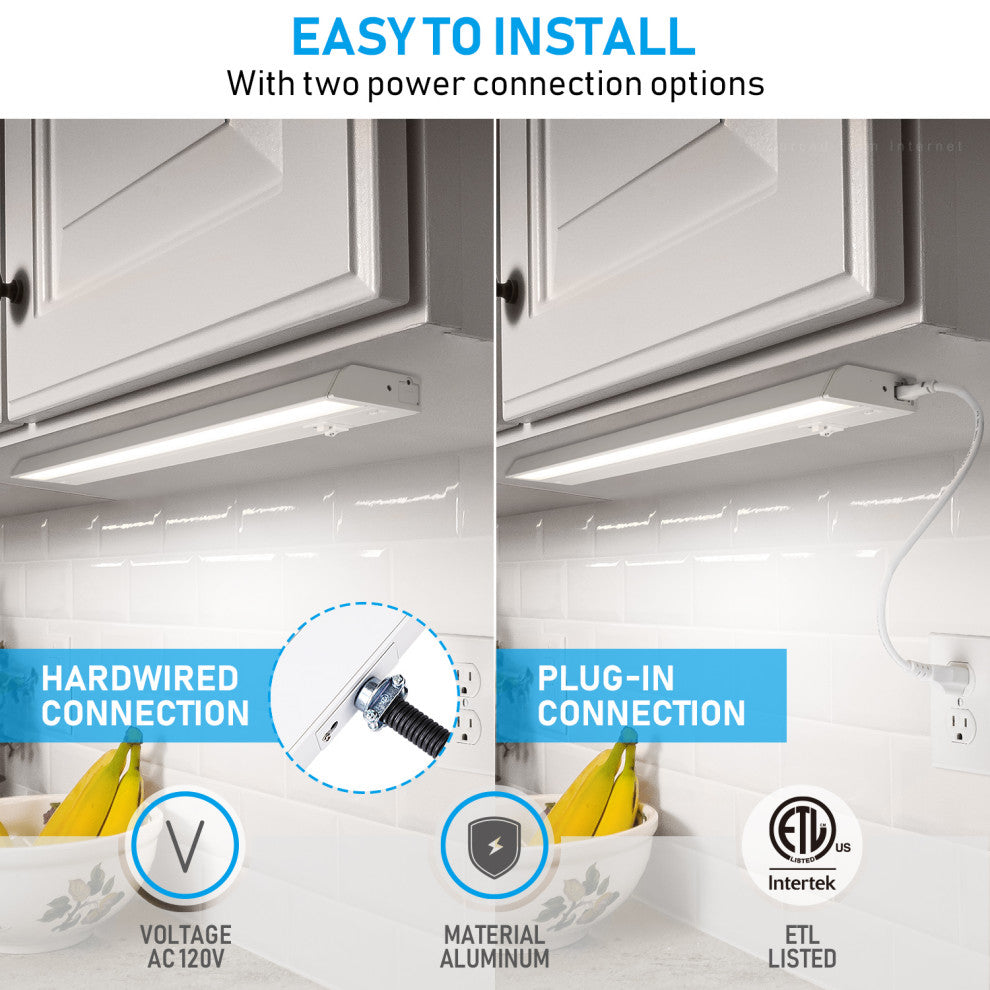 8 Pack 22" LED 3CCT Under Cabinet Light Dimmable 3000K/4000K/5000K Selectable