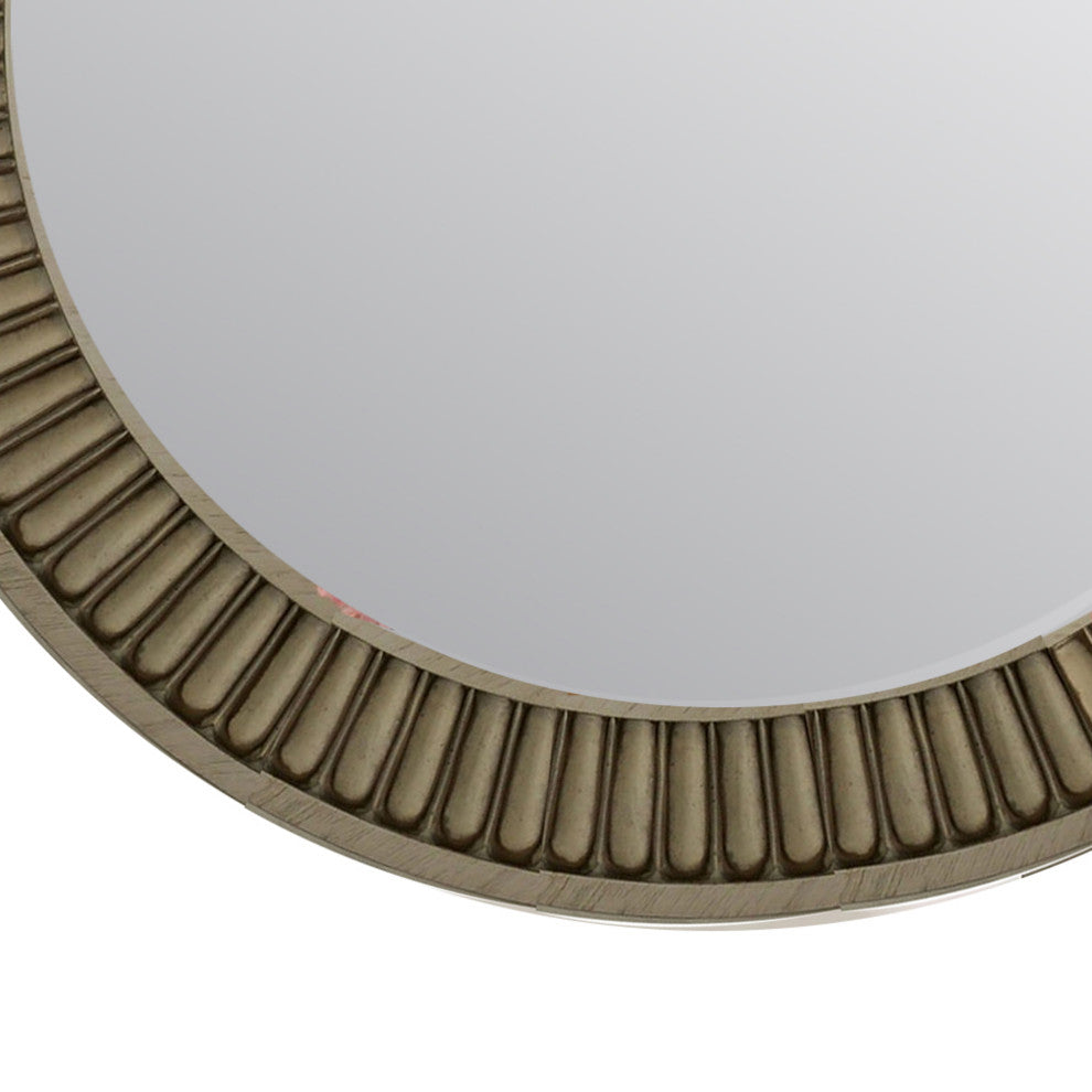 Benzara BM233863 Traditional Style Round Mirror, Decorative Trim Edges, White