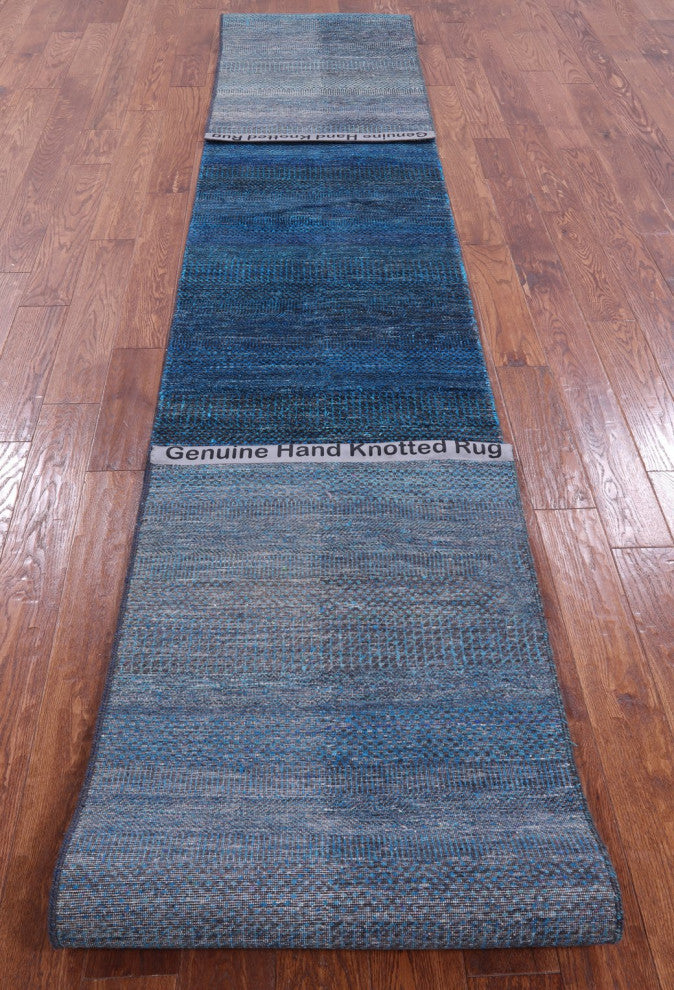 2' 5" X 18' 3" Runner Super Savannah Gabbeh Wool and Silk Handmade Rug Q6887