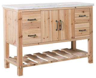 Wallace Solid Fir Single-Sink Vanity With Shelf, 48", White Top