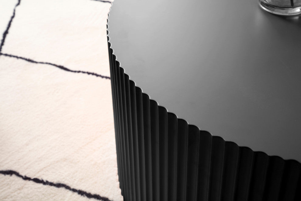 Gewnee Contemporary Round Coffee Table , Matt Black