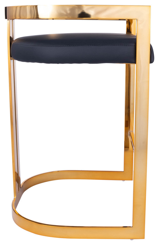 Clarence Gold and Black Faux Leather Counter Stool