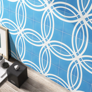 Tetouan Handmade Cement Tile, Blue/White, Sample