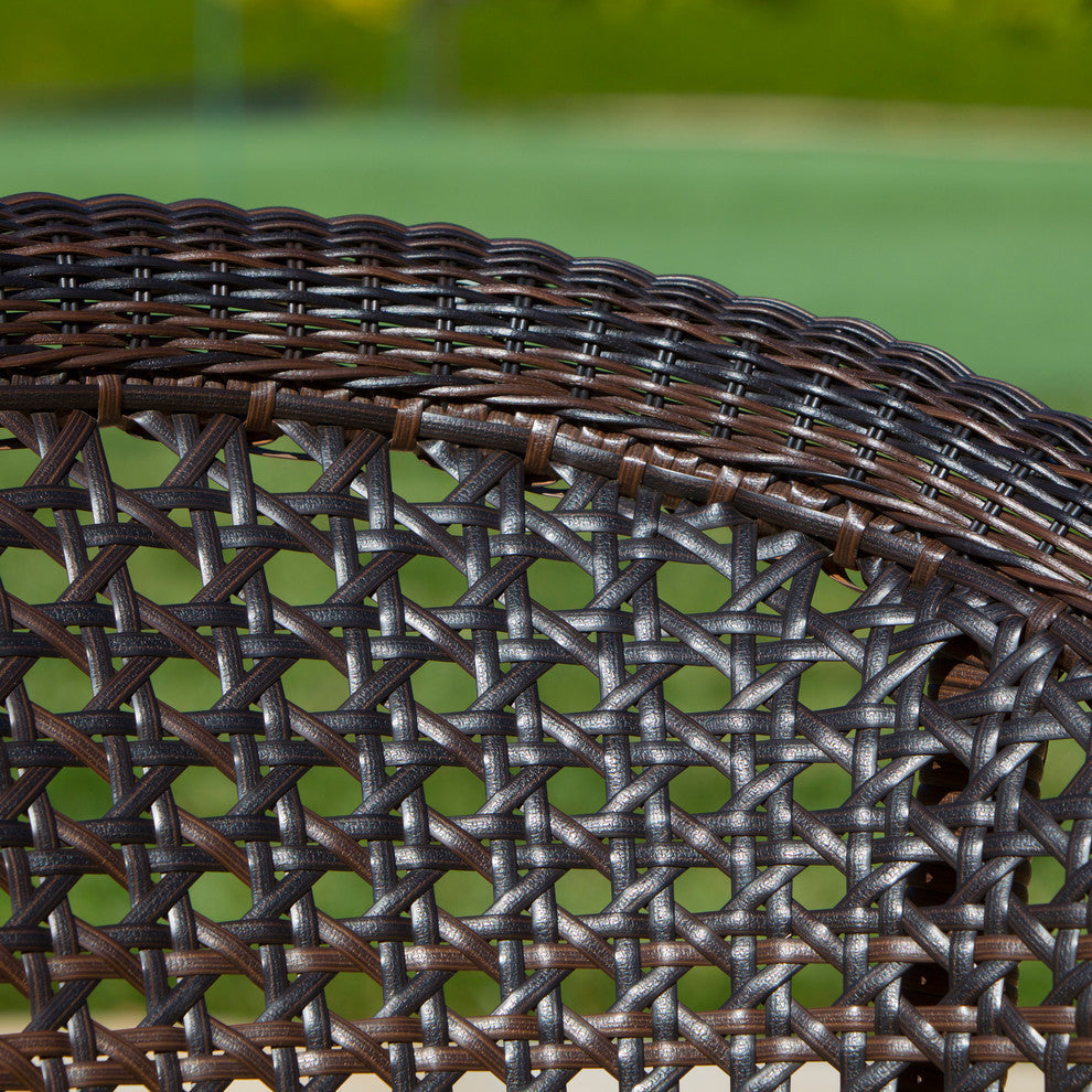 GDF Studio 7-Piece Ursula Outdoor Multi-Brown Wicker Dining Set