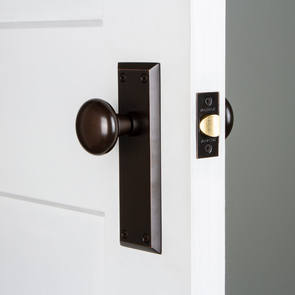New York Plate Passage New York Knob, Oil-Rubbed Bronze, Timeless Bronze, Backse