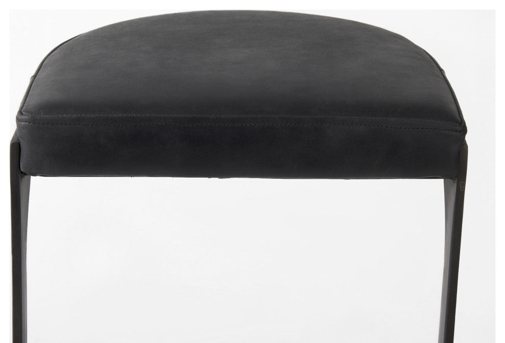 Black Leather C Shape Metal Counter Stool