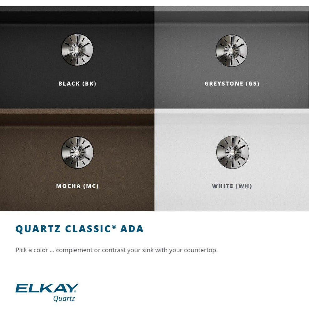ELGAD2522PDMC0 Quartz Classic 25" x 22" ADA Sink with Perfect Drain, Mocha