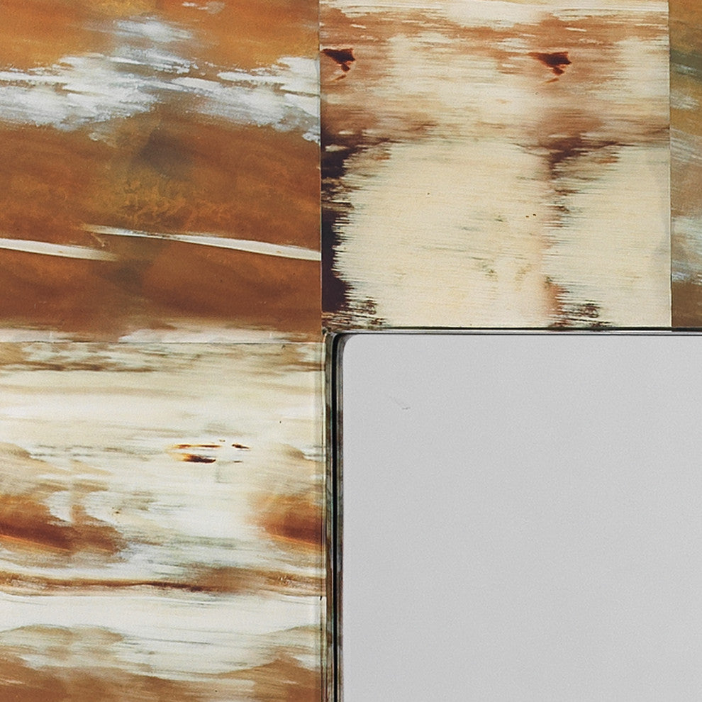 Medium Rectangular Mirror in Natural Faux Horn