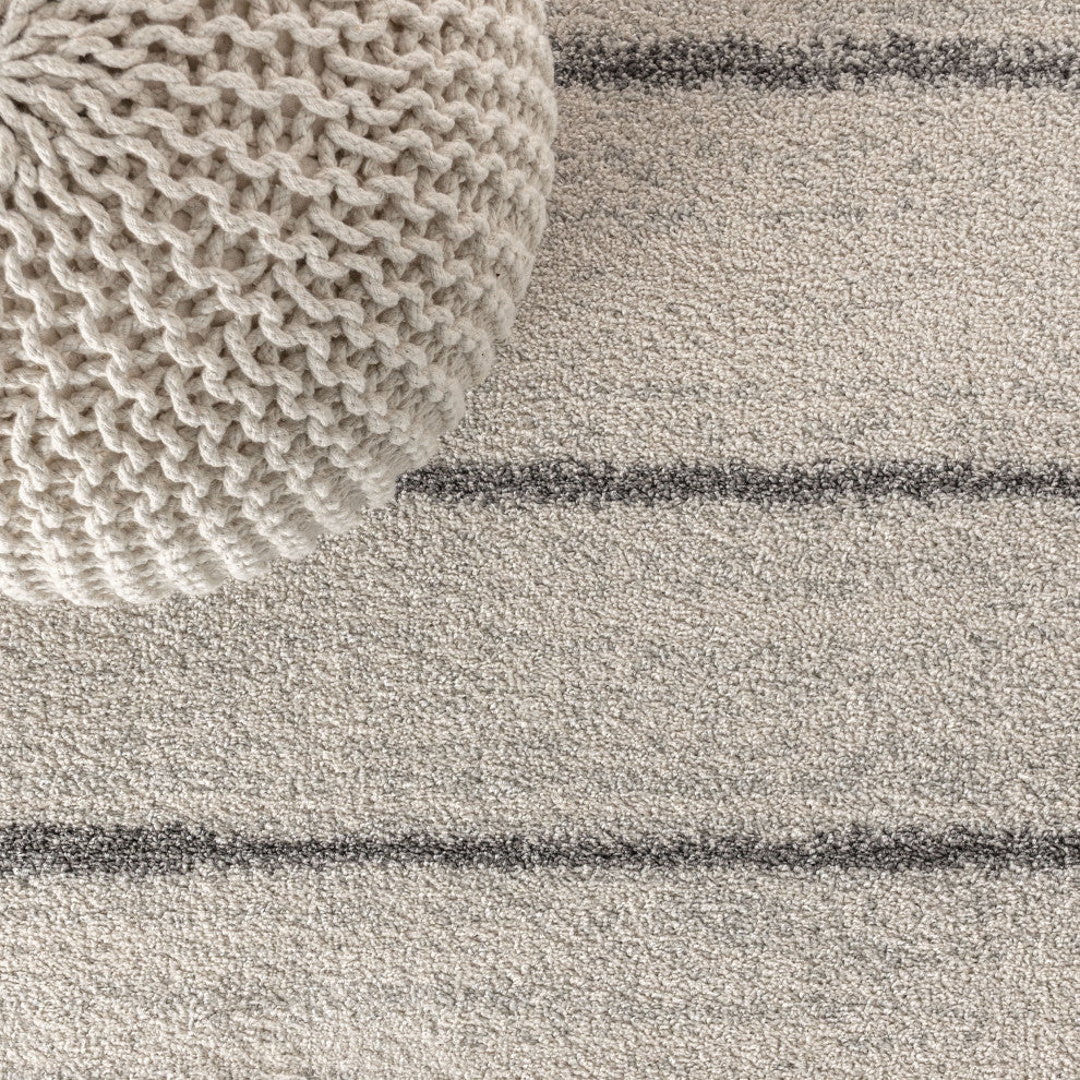 Williamsburg Minimalist Stripe Rug, Cream/Gray, 2 X 8