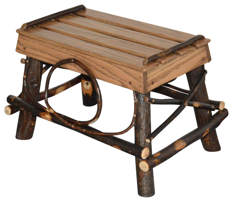 Hickory Foot Stool, Walnut Finish