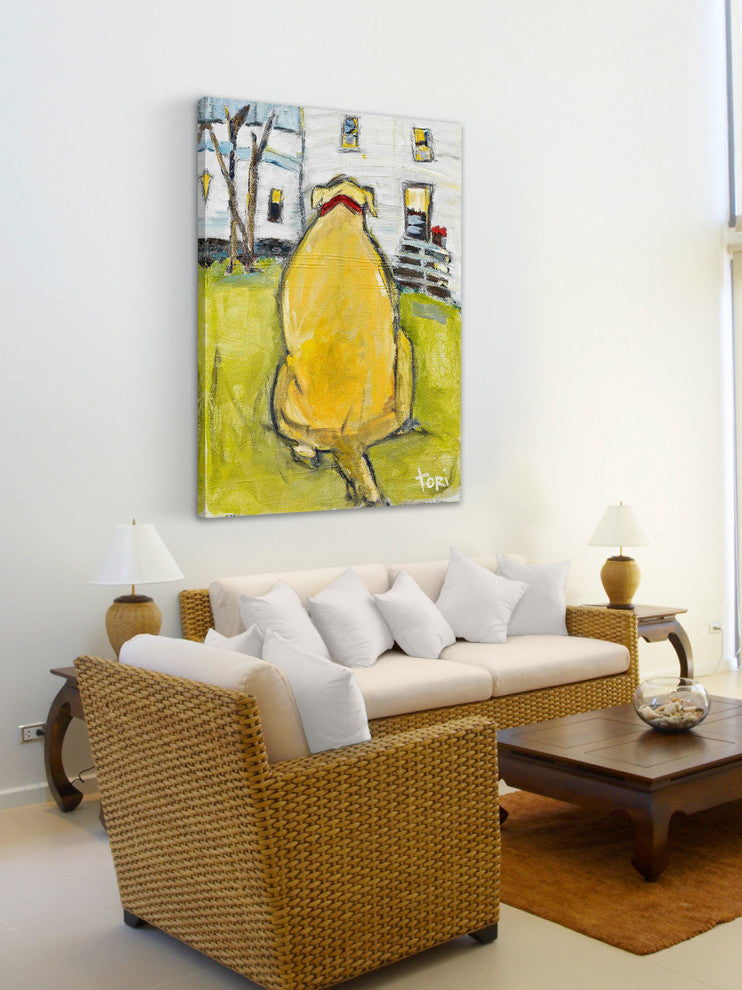 "Fat Dog" Painting Print on Canvas by Tori Campisi, 24"x36"