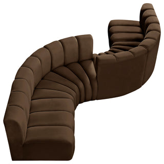 Arc Velvet Upholstered 6-Pc. Facing Modular Sectional, Brown