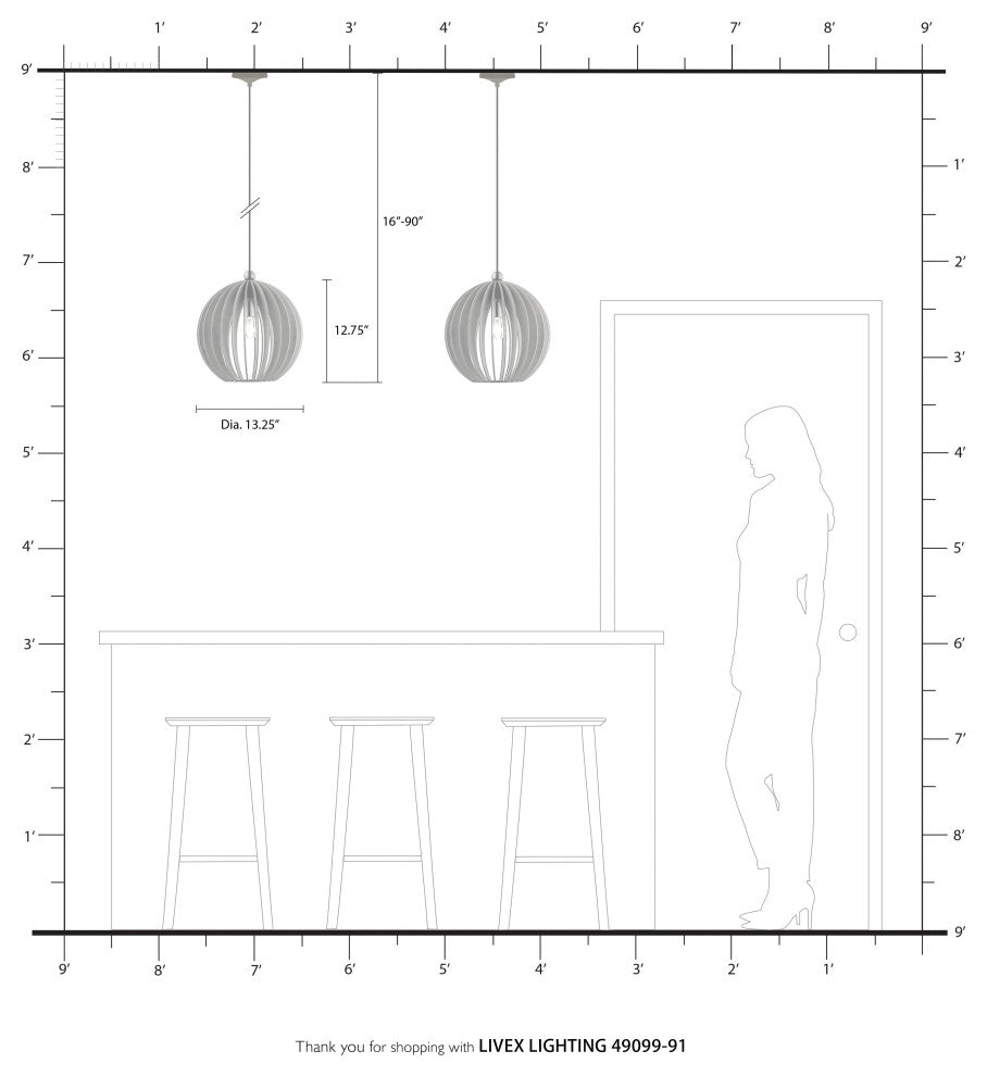 Livex Lighting Pendants 1 Light Brushed Nickel Pendant