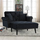 Modern Velvet Fabric Recliner Sleeper Chaise Lounge - Futon Sleeper Chair, Black