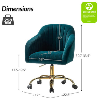 Swivel Rolling Task Chair With Tufted Back, Teal